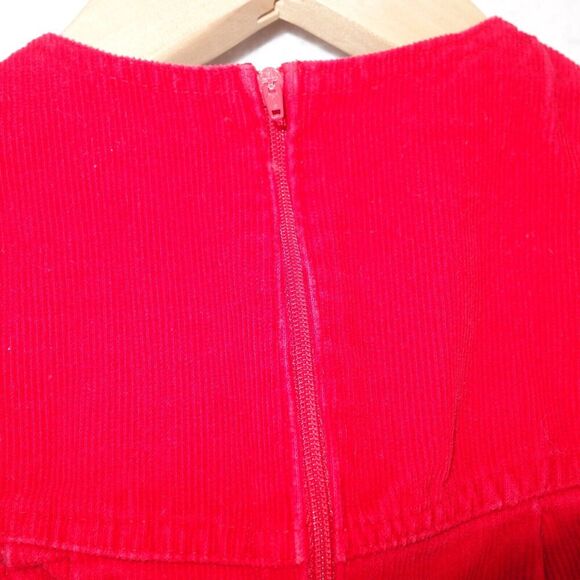 Vintage Red Corduroy Overalls with Black White Print Cuffs Bow Girls 12 months - Picture 4 of 6
